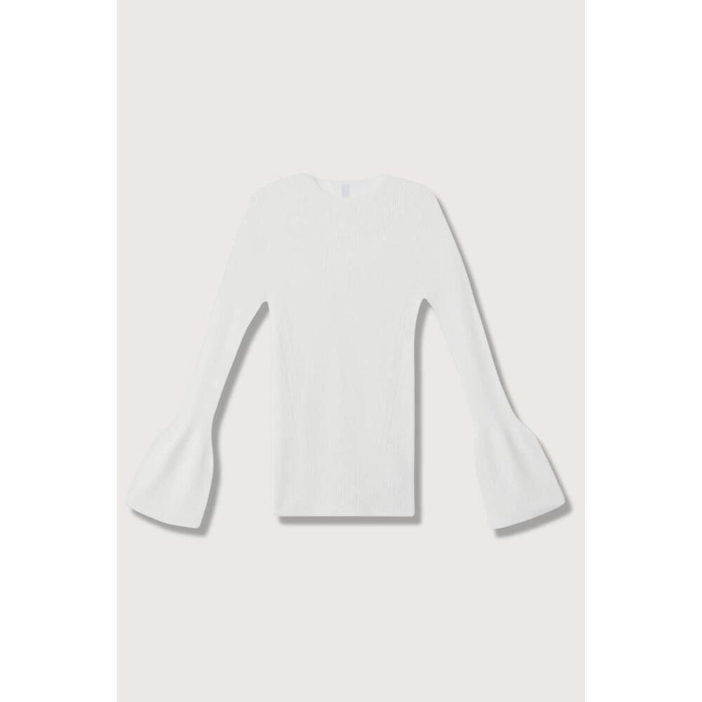 NEW CFCL women's soft portrait bell sleeve top in white